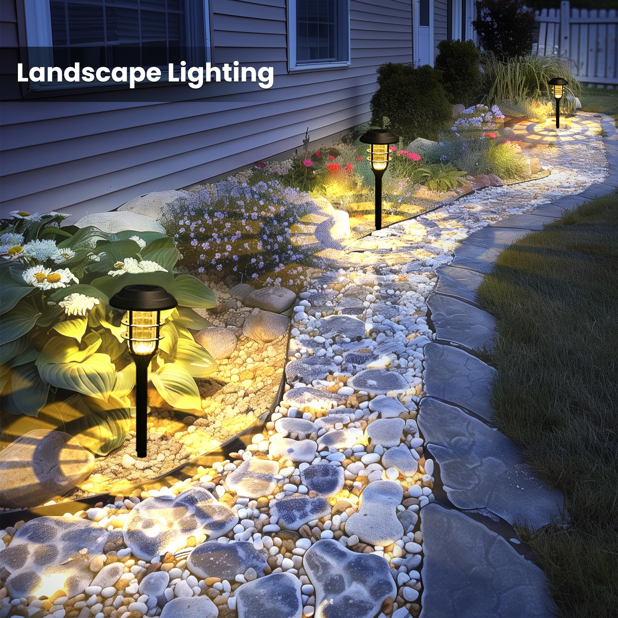 Solar Lights for Outside, Solar Outdoor Path Lights, Garden Lights Waterproof, Solar Powered Landscape Lighting for Yard, Garden, Pathway, Patio, Porch, Walkway, Driveway, 8 Pack(Cold White)