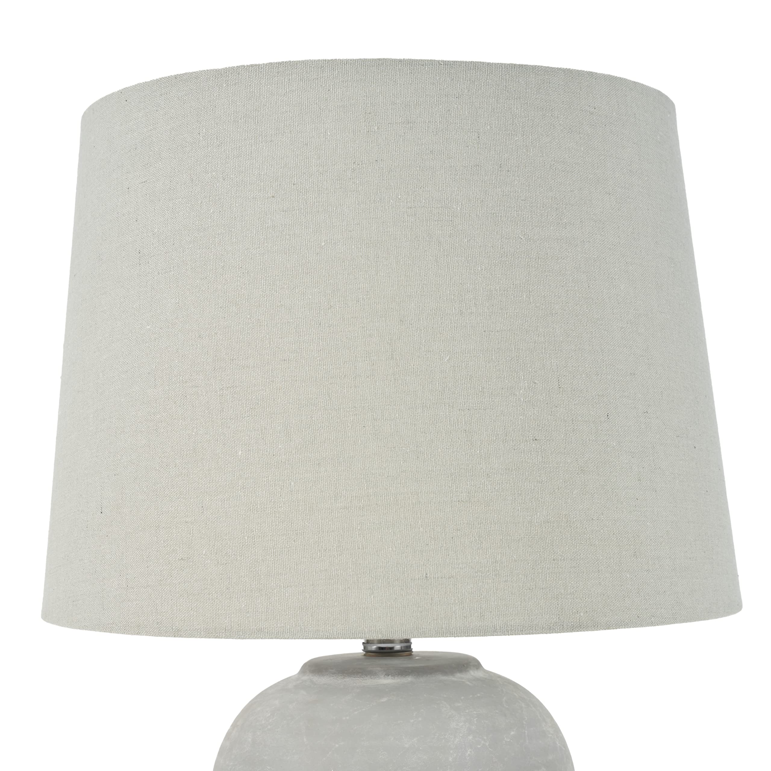 Nourison 23" Rustic Brown (Gray Undertones) Ceramic Pot Table Lamp for Bedroom, Living Room, Dining Room, Office, with Beige Tapered Drum Shade