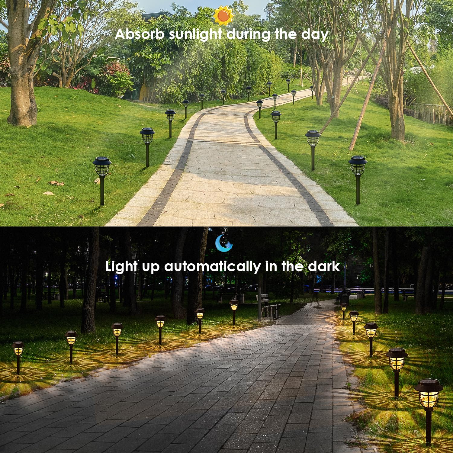 10 Pack Solar Pathway Lights Outdoor - Bright Solar Powered Garden Lights with Warm White LED, Auto On/Off Waterproof Path Lights Decorative, Landscape Lighting for Yard Patio Walkway Driveway