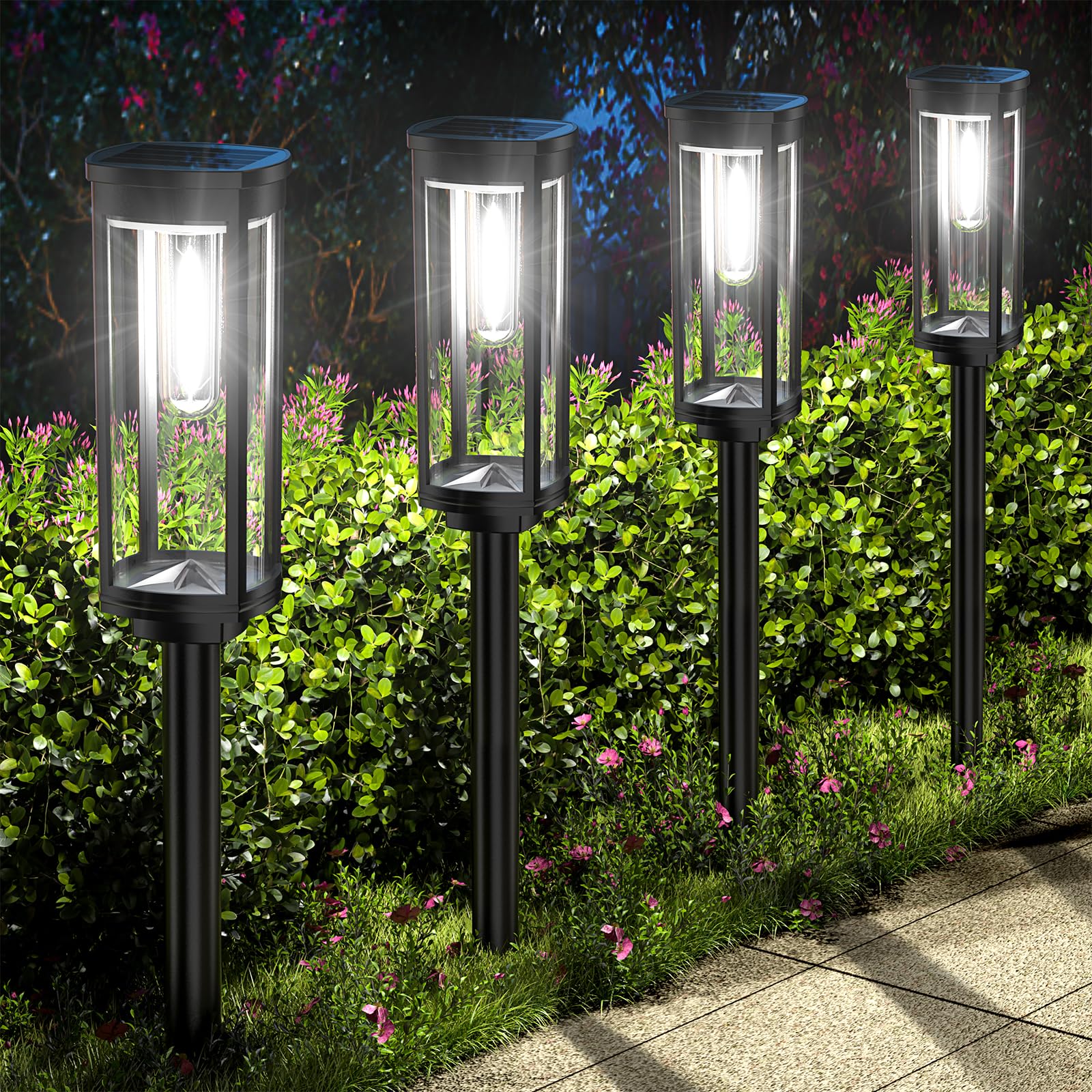 Solar Pathway Lights Outdoor, 6 Pack Solar Garden Lights Waterproof Bright LED Path Lights Solar Powered for Outside Yard Patio Lawn Walkway Driveway Decor Landscape Lighting (Cool White)