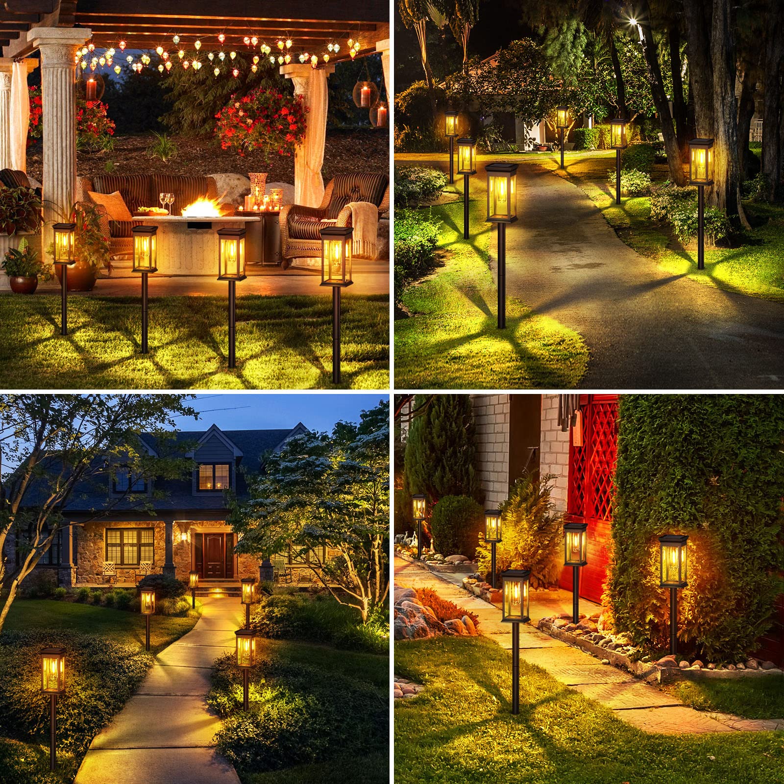 Solar Pathway Lights Outdoor 8 Pack, 2X Bigger Solar Outdoor Lights, Bright Solar Garden Lights Outdoor Waterproof, Auto On/Off Outdoor Solar Lights for Yard Landscape Path Lawn Patio Walkway