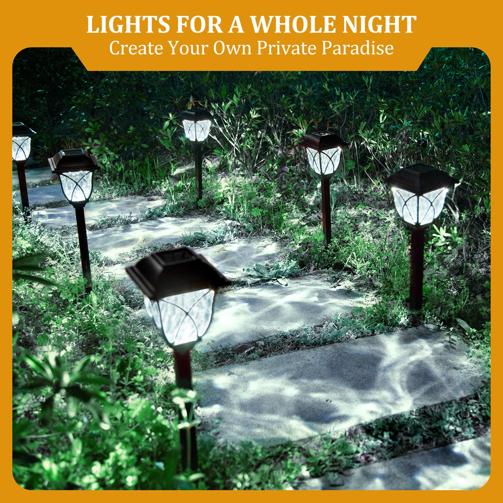 Solar Lights Outdoor Waterproof, 6 Pack LED Solar Garden Lights, Solar Lights for Outside, Garden Decor for Yard, Patio, Landscape, Planter, Walkway (Warm White)