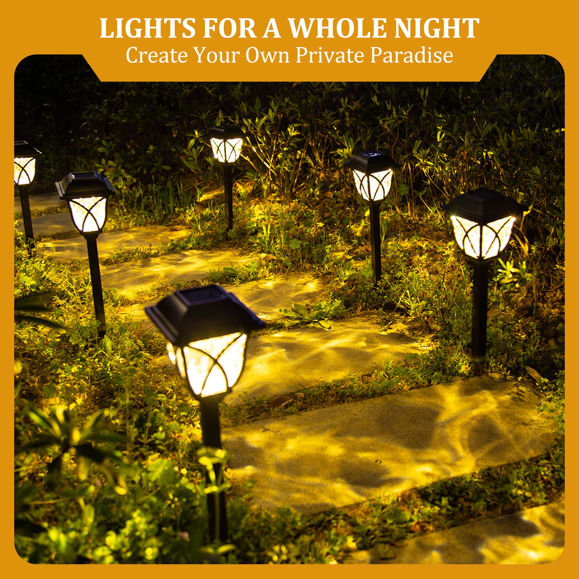 Solar Lights Outdoor Waterproof, 6 Pack LED Solar Garden Lights, Solar Lights for Outside, Garden Decor for Yard, Patio, Landscape, Planter, Walkway (Warm White)