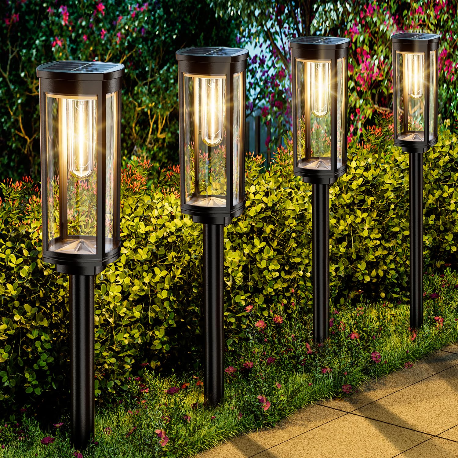 Solar Pathway Lights Outdoor, 6 Pack Solar Garden Lights Waterproof Bright LED Path Lights Solar Powered for Outside Yard Patio Lawn Walkway Driveway Decor Landscape Lighting (Cool White)