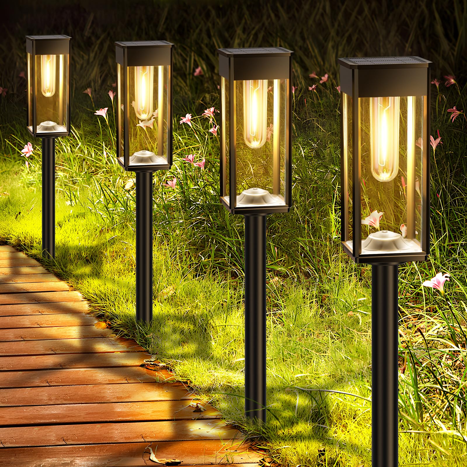 Solar Pathway Lights Outdoor, 6 Pack Solar Garden Lights Waterproof Bright LED Path Lights Solar Powered for Outside Yard Patio Lawn Walkway Driveway Decor Landscape Lighting (Cool White)