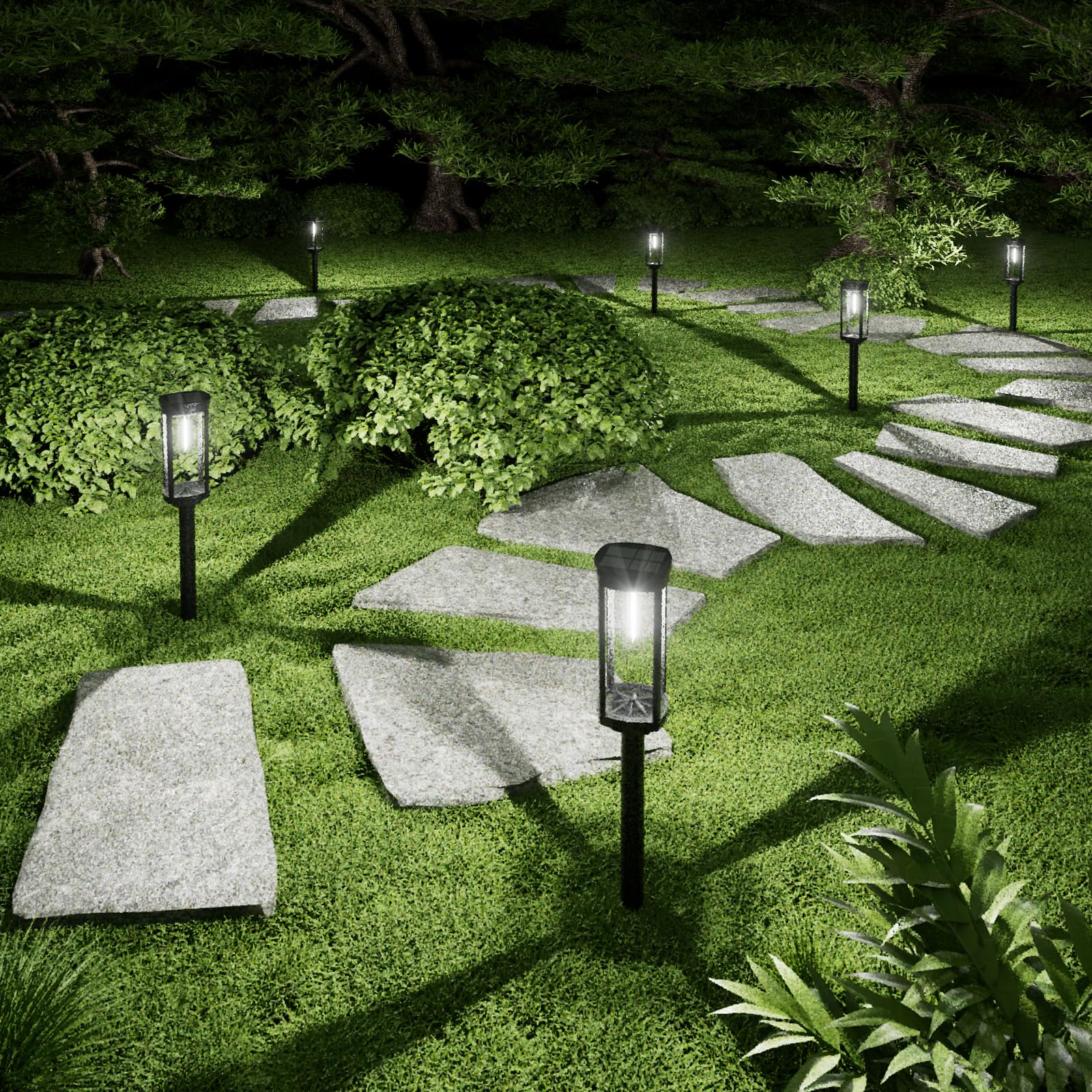 Solar Pathway Lights Outdoor, 6 Pack Solar Garden Lights Waterproof Bright LED Path Lights Solar Powered for Outside Yard Patio Lawn Walkway Driveway Decor Landscape Lighting (Cool White)