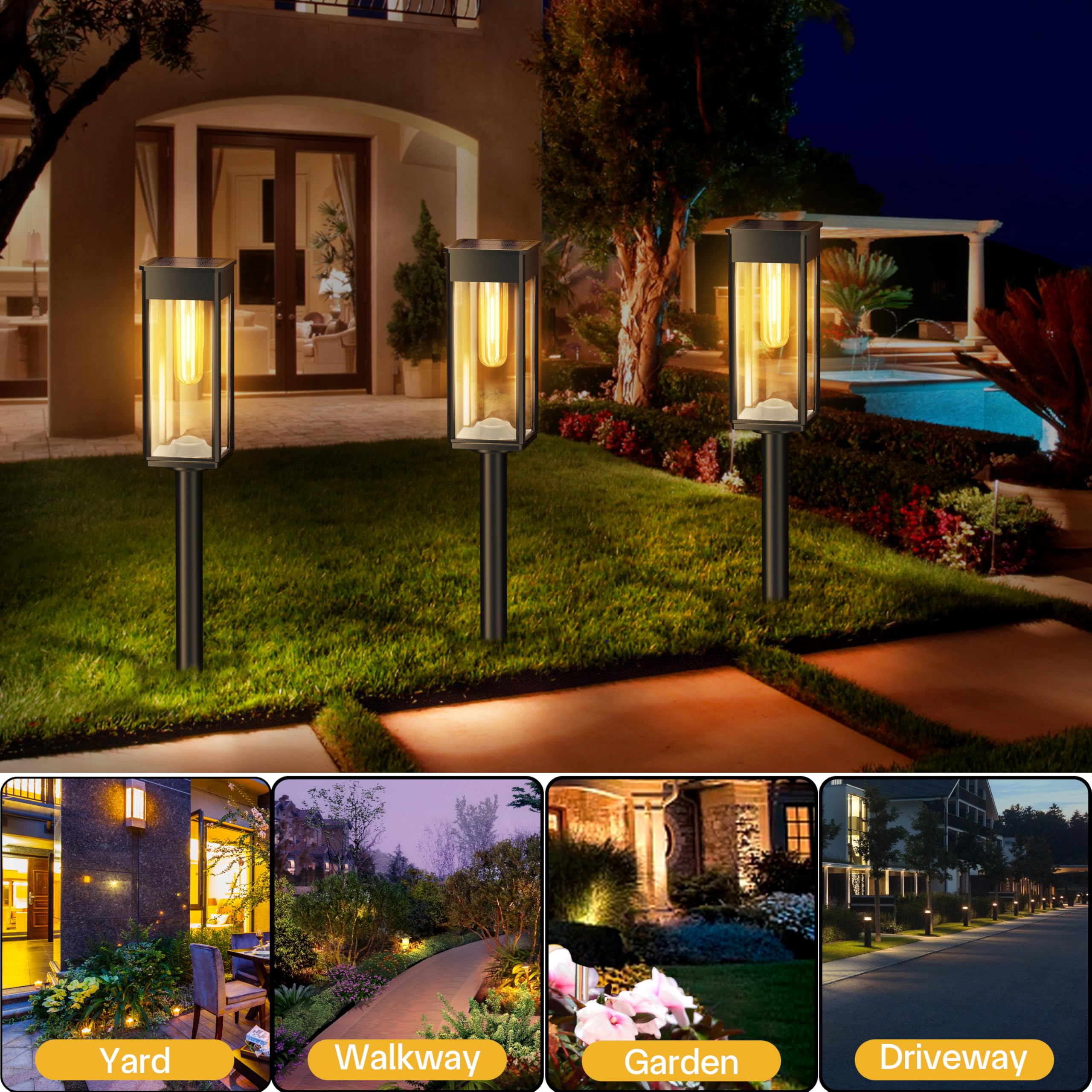 Solar Pathway Lights Outdoor, 6 Pack Solar Garden Lights Waterproof Bright LED Path Lights Solar Powered for Outside Yard Patio Lawn Walkway Driveway Decor Landscape Lighting (Cool White)