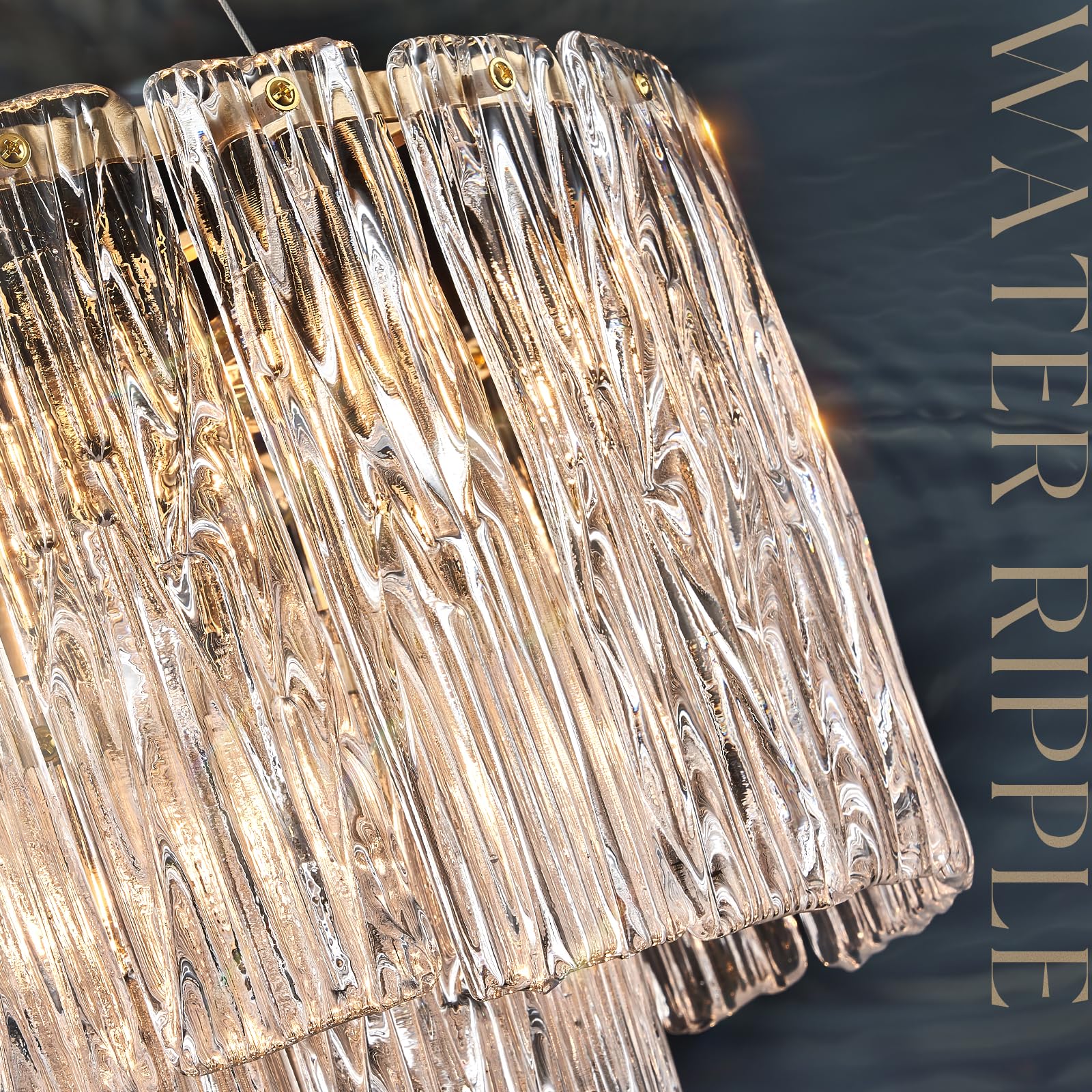 Modern Gold Chandeliers,20” Crystal Glass Pendant Ceiling Light Fixtures 7-Light Round Chandelier Luxury 2 Tiers Hanging Chandelier for Dining Room Foyer Living Room Bedroom