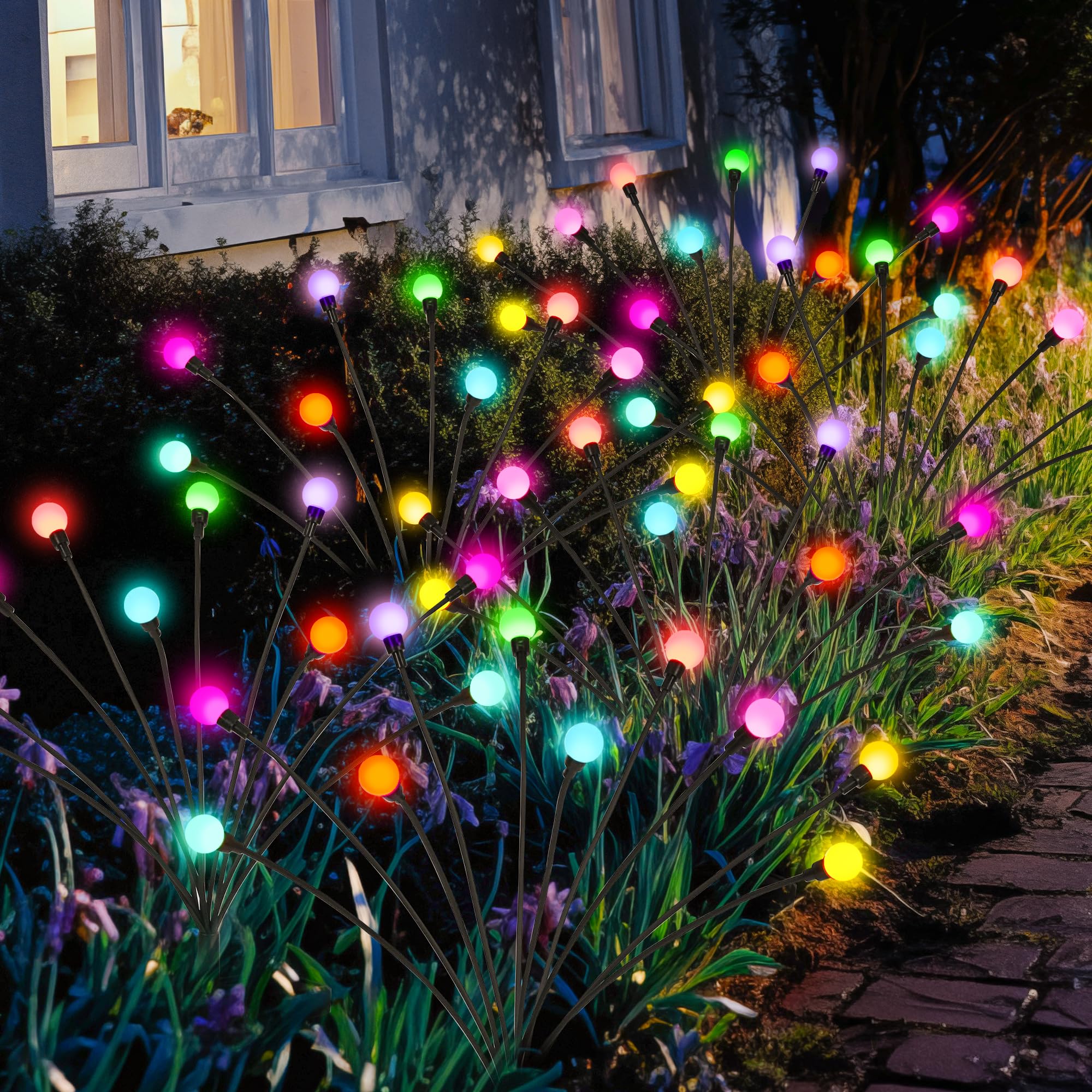 Solar Garden Lights, 20 LED Firefly Garden Lights Solar Outdoor, Solar Lights for Outside Sway by Wind,Solar Lights Outdoor Waterproof for Christmas Yard Patio Pathway Decoration (2 Pack)