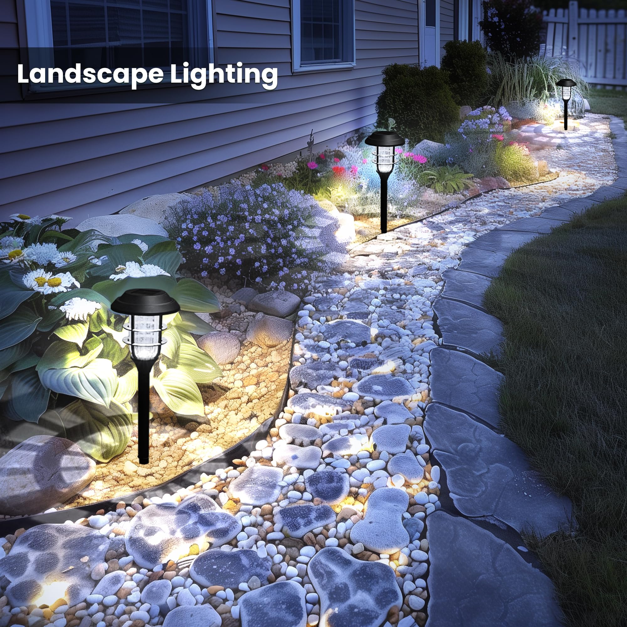 Solar Lights for Outside, Solar Outdoor Path Lights, Garden Lights Waterproof, Solar Powered Landscape Lighting for Yard, Garden, Pathway, Patio, Porch, Walkway, Driveway, 8 Pack(Cold White)