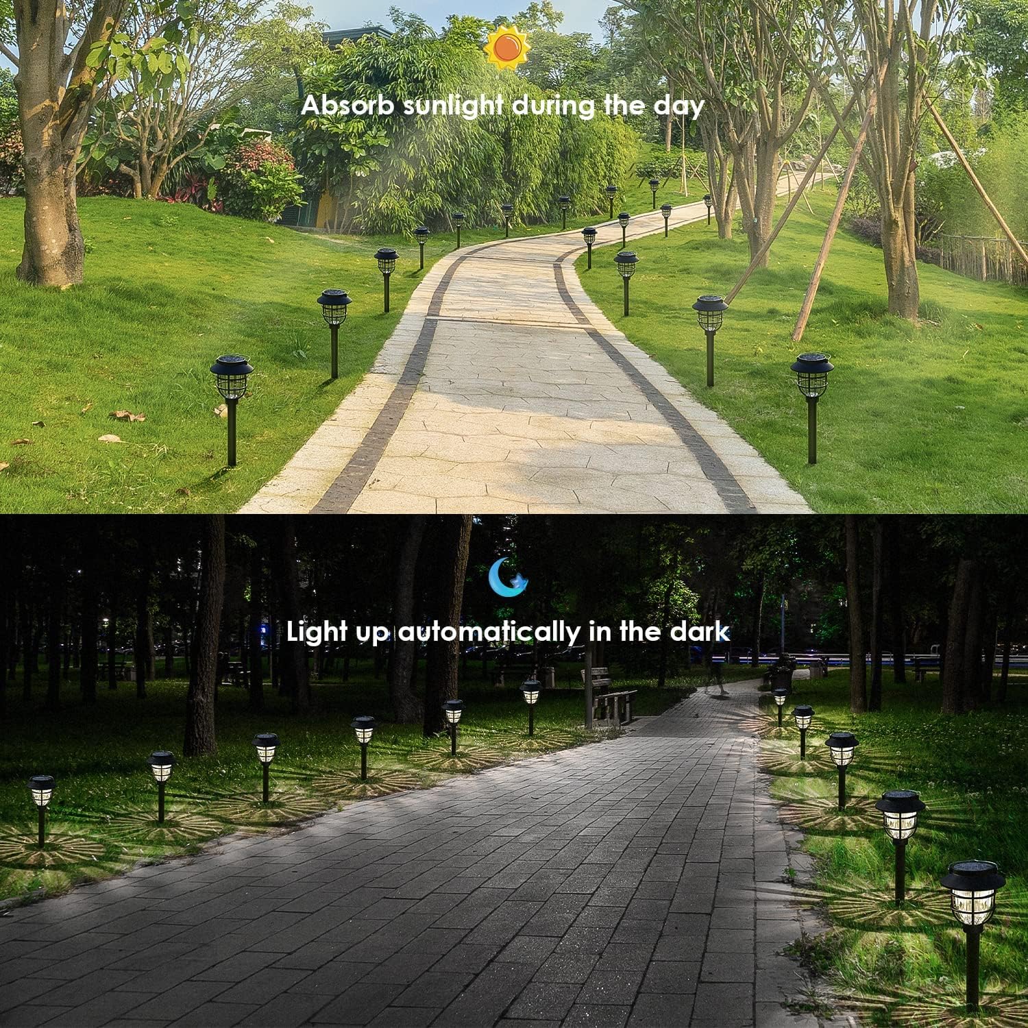 10 Pack Solar Pathway Lights Outdoor - Bright Solar Powered Garden Lights with Warm White LED, Auto On/Off Waterproof Path Lights Decorative, Landscape Lighting for Yard Patio Walkway Driveway