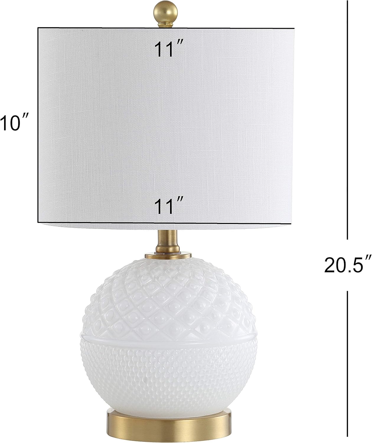 Julienne 20.5" Glass/Metal LED Table Lamp Contemporary Bedside Desk Nightstand Lamp for Bedroom Living Room Office College Bookcase LED Bulb Included, White/Brass Gold