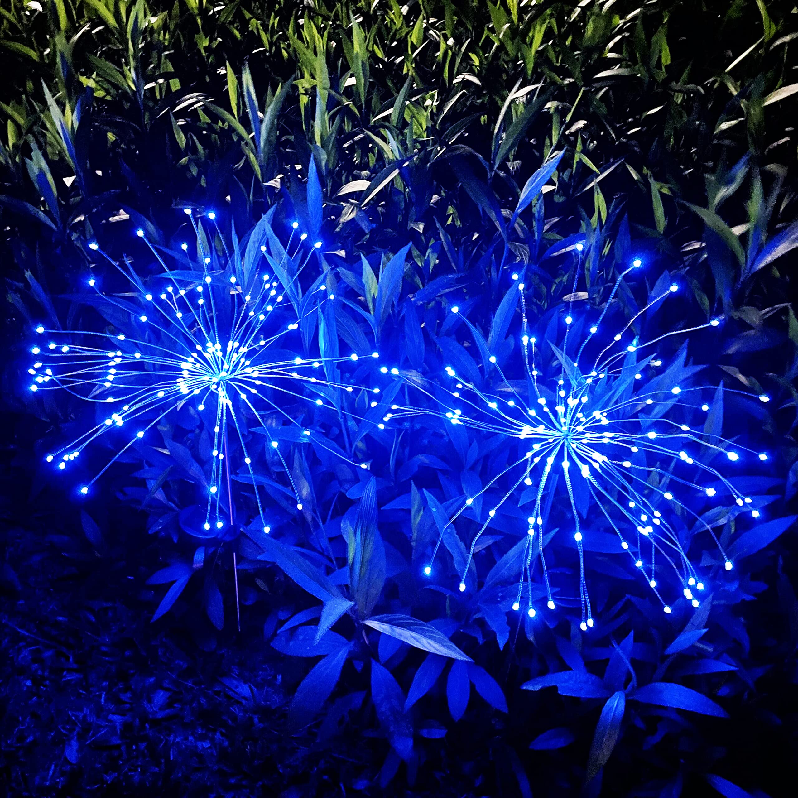 Solar Firework Lights, 2 Pack 120 LEDs 2 Lighting Modes Outdoor Waterproof for Garden Patio Walkway Pathway Party Wedding Christmas Decorative - Cool White