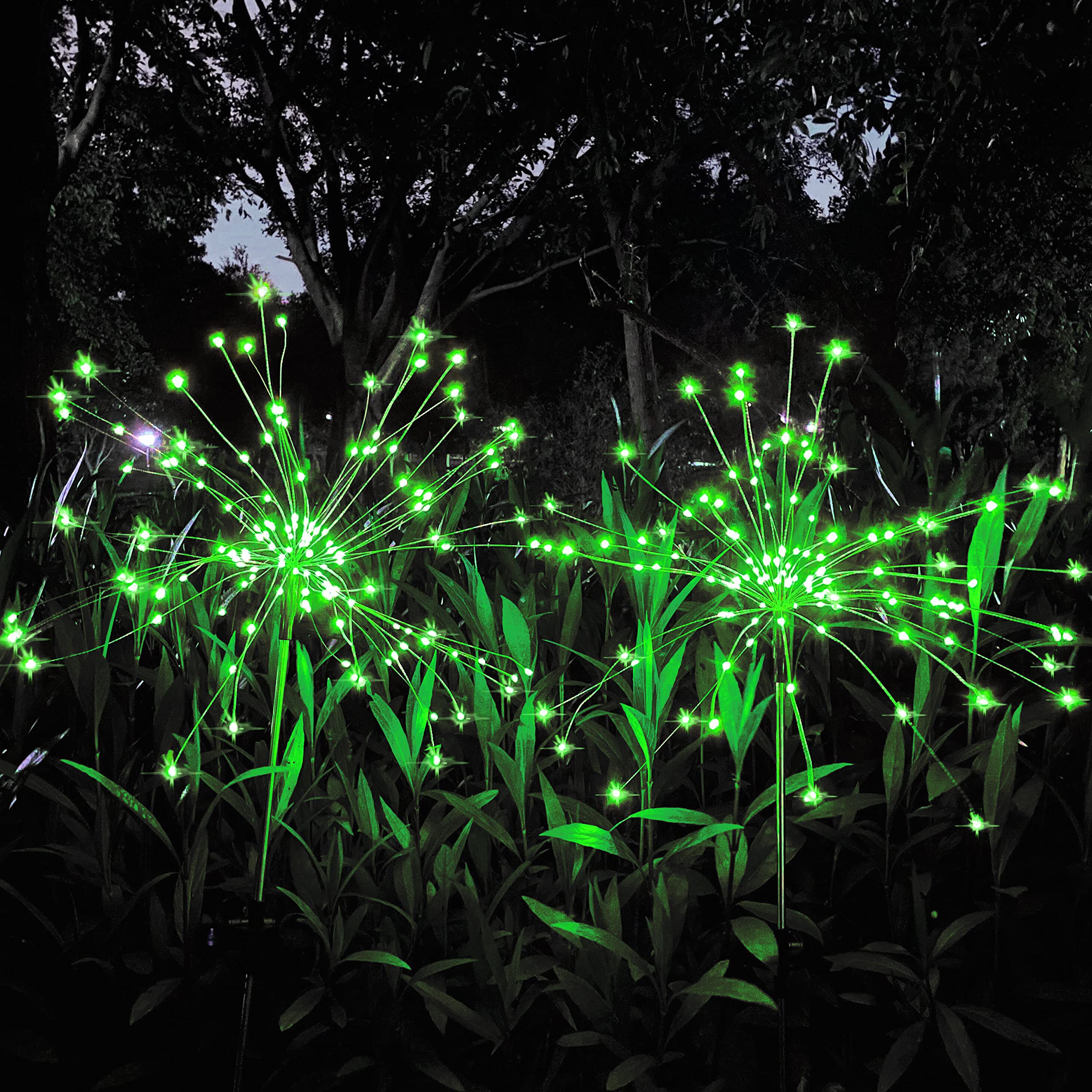 Solar Firework Lights, 2 Pack 120 LEDs 2 Lighting Modes Outdoor Waterproof for Garden Patio Walkway Pathway Party Wedding Christmas Decorative - Cool White