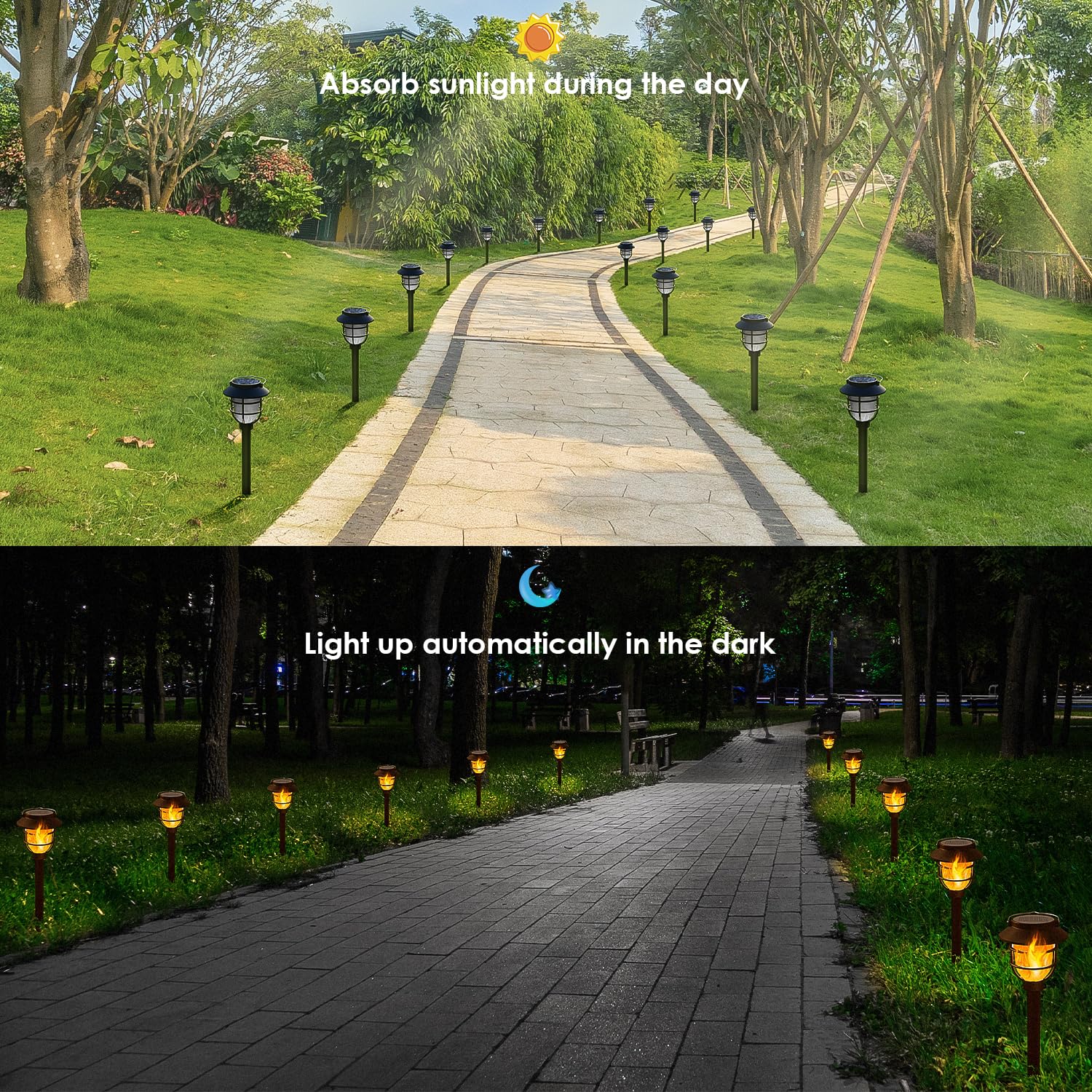 10 Pack Solar Pathway Lights Outdoor - Bright Solar Powered Garden Lights with Warm White LED, Auto On/Off Waterproof Path Lights Decorative, Landscape Lighting for Yard Patio Walkway Driveway