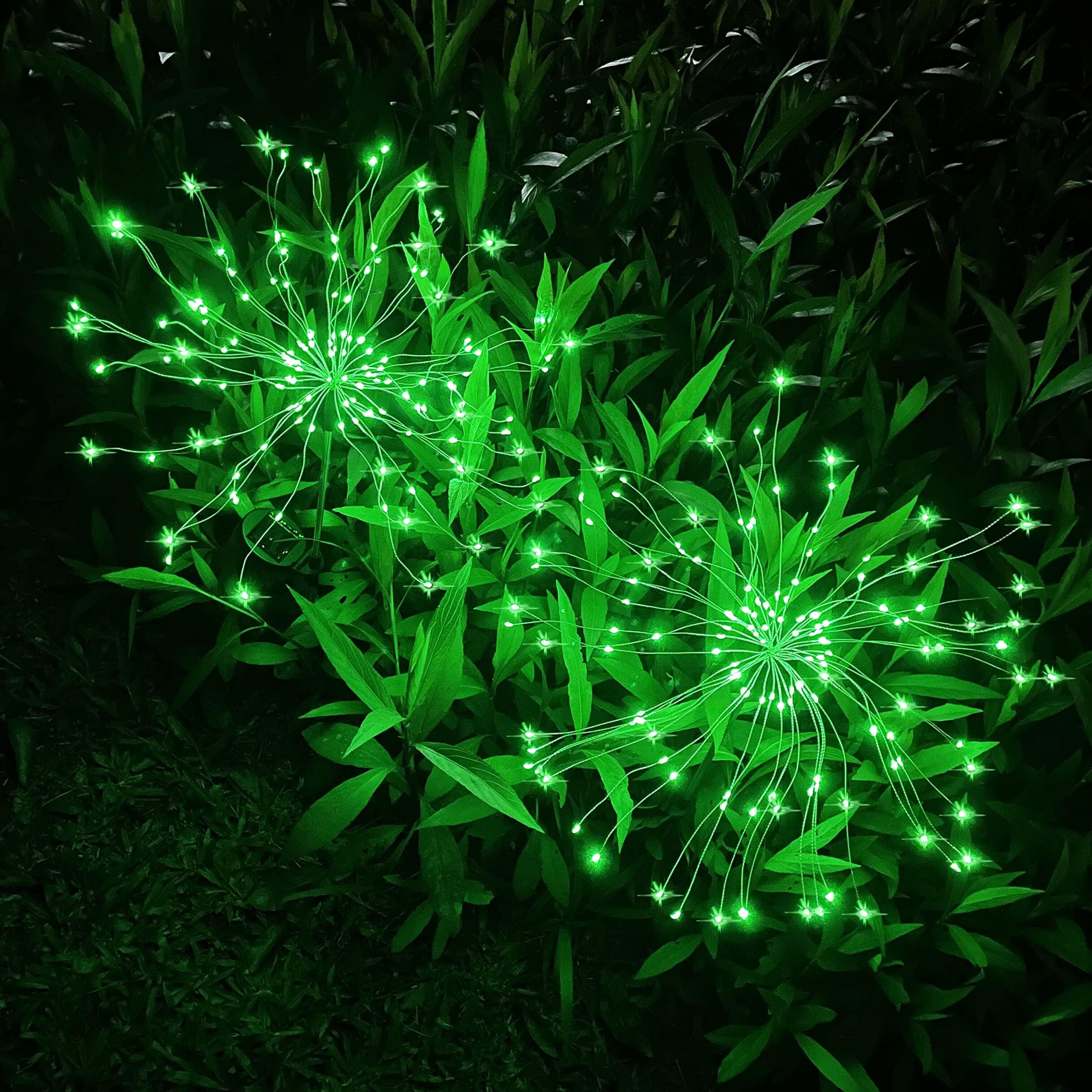 Outdoor Solar Lights Firework, 2 Pack 120 LEDs Waterproof Solar Lights for Outside Garden Yard Pathway Fence - Warm White