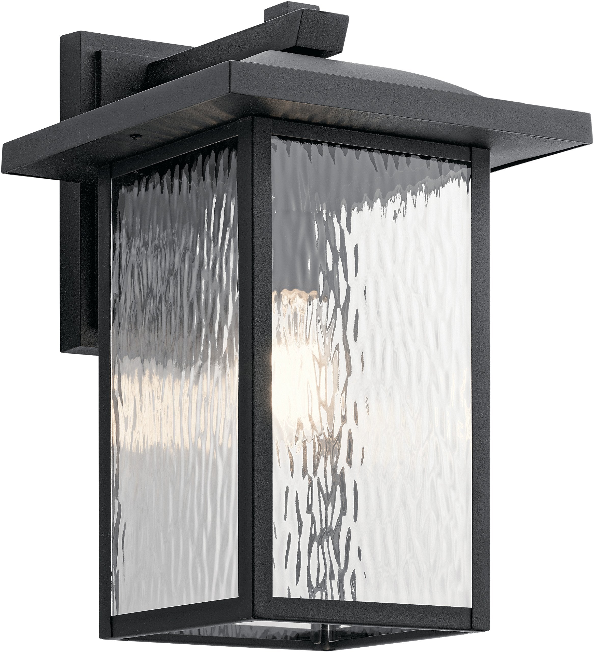 10.25" Outdoor Wall Light in Black, 1-Light Exterior Wall Sconce Porch Light with Clear Water Glass, (10.25" H x 6.5" W), 49924BKT