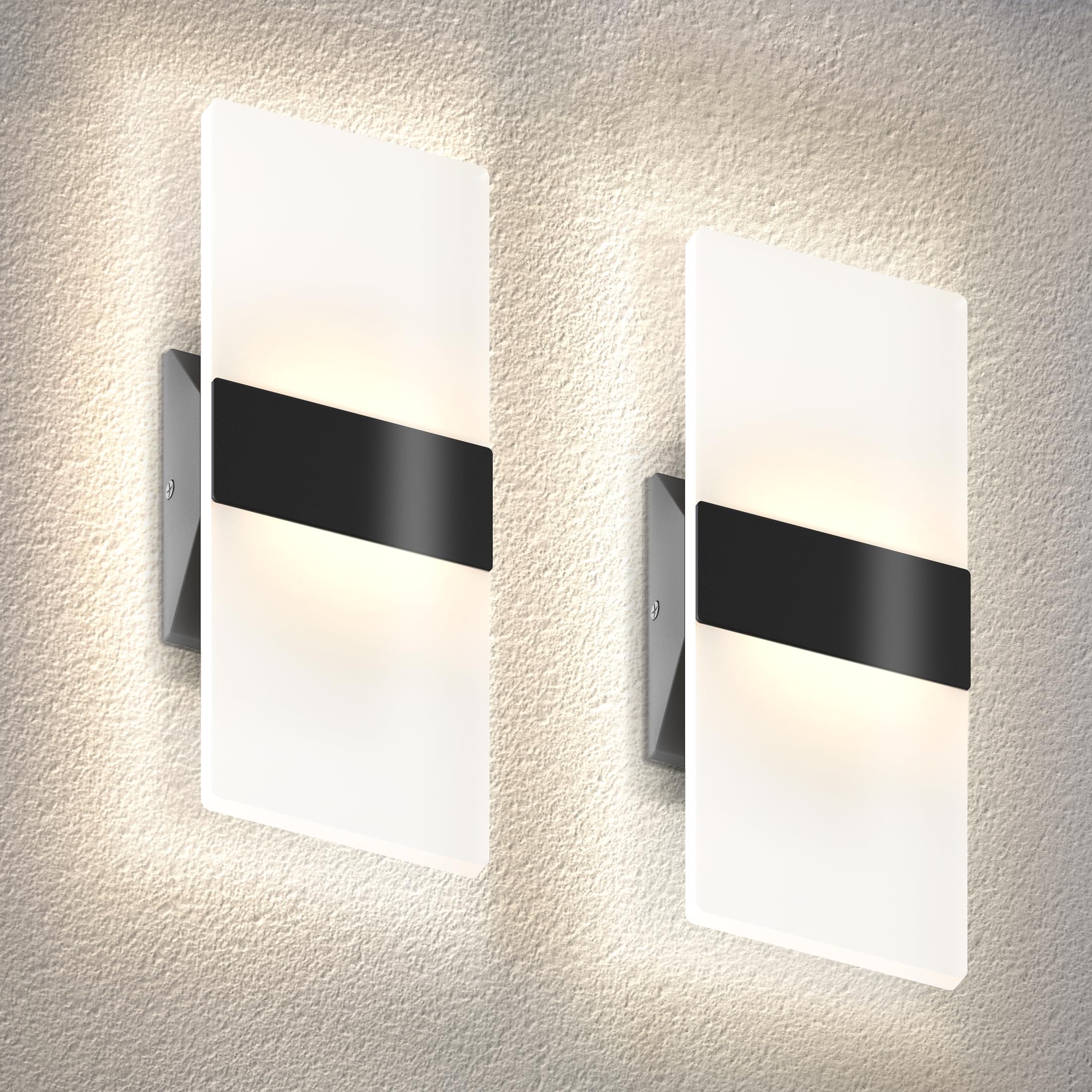 12 Inch LED Indoor Wall Sconce - Modern Interior 12W 2700K-5000K Adjustable Dimmable Wall Mounted Light Fixtures, Acrylic Glass Wall Lights for Stairway, Hallway - UL, Brushed Nickel