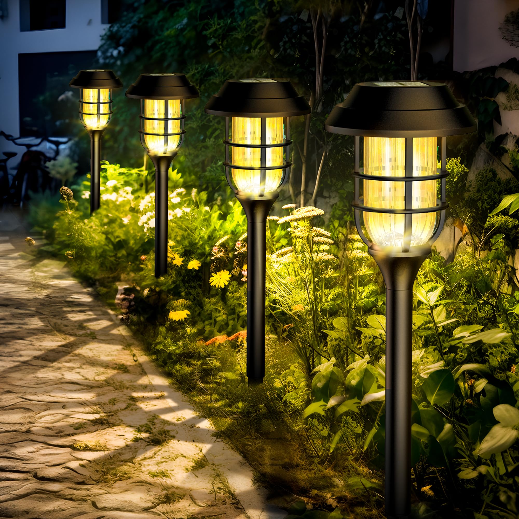 Solar Lights for Outside, Solar Outdoor Path Lights, Garden Lights Waterproof, Solar Powered Landscape Lighting for Yard, Garden, Pathway, Patio, Porch, Walkway, Driveway, 8 Pack(Cold White)