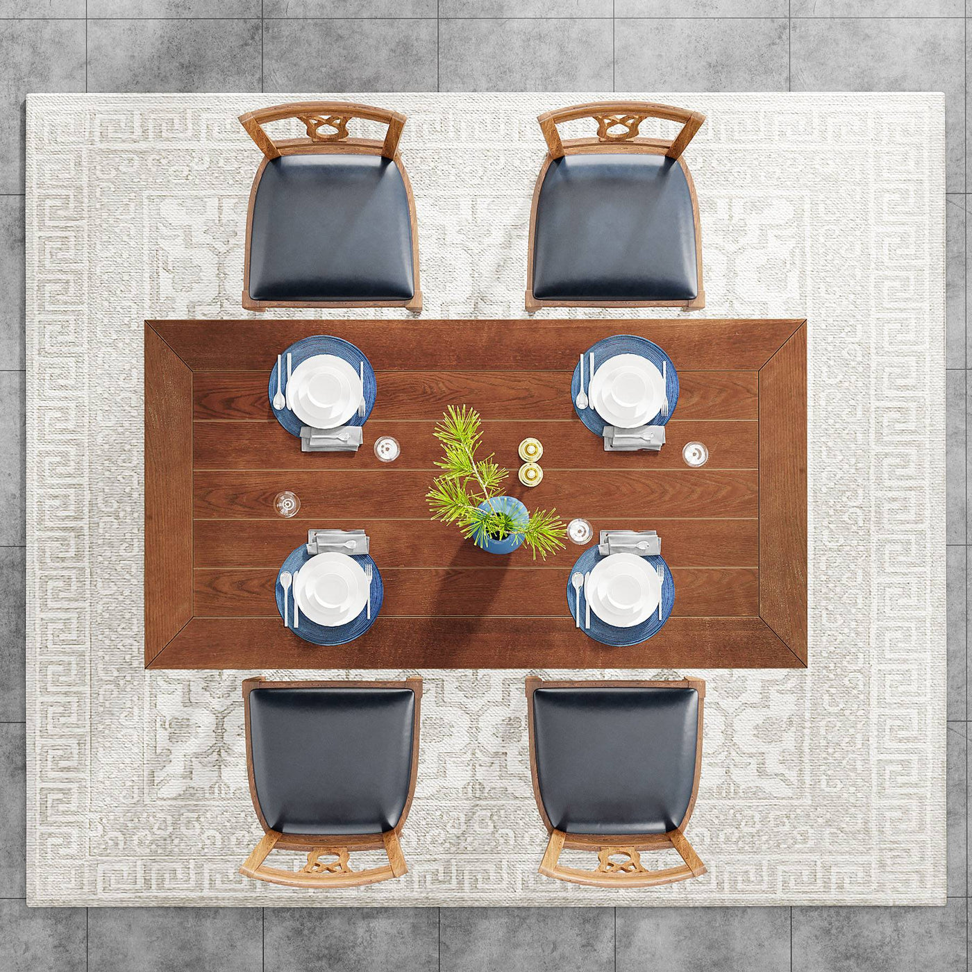 Mesa de comedor Caria de 55" para 4 | Mesa de cocina rectangular con chapa de madera maciza