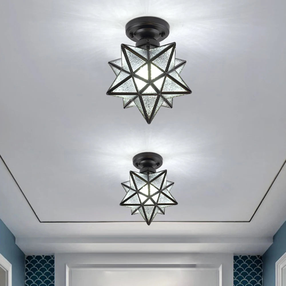 Pentagram Corridor Aisle light Modern Golden Entrance Balcony Cloakroom Star Ceiling Lights Dining Room Kitchen Lamp Deco