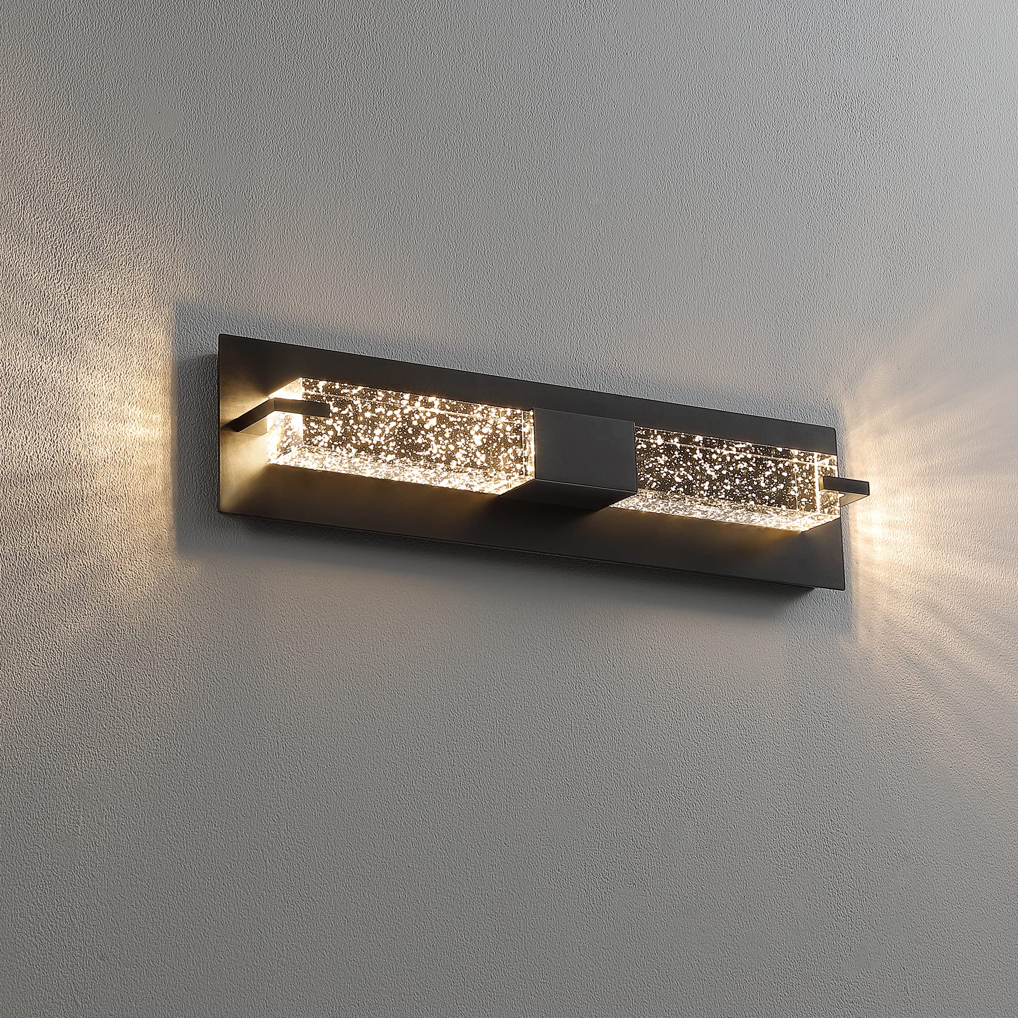 LED Wall Sconce Light: 19 Inch Black Modern Sconces Wall Lighting 3000K Dimmable Crystal Wall Lamps Indoor Bathroom Sconce Wall Mount Light Fixtures for Living Room/Bedroom/Hallway