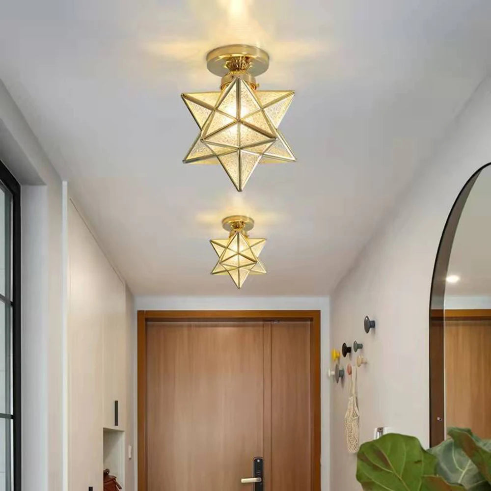 Pentagram Corridor Aisle light Modern Golden Entrance Balcony Cloakroom Star Ceiling Lights Dining Room Kitchen Lamp Deco