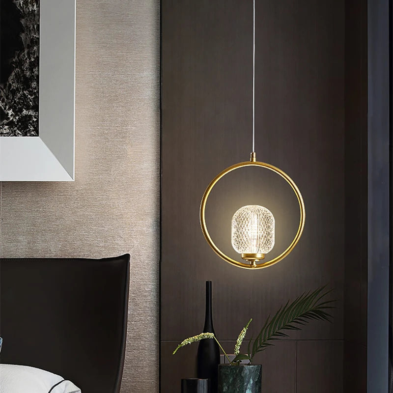 Modern Glass Pendant Light Led Bedside Nordic Bedroom Bedside Lighting Hanging Restaurant Bar Dining Aisle Decor Ceiling Lamp