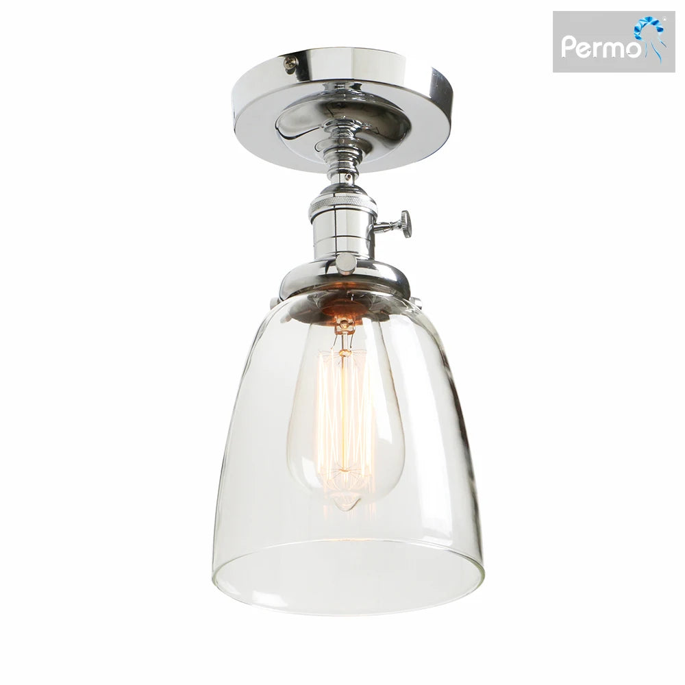 Permo ceiling light oval transparent glass lampshade, glass ceiling light in the laundry room living room cafe bar