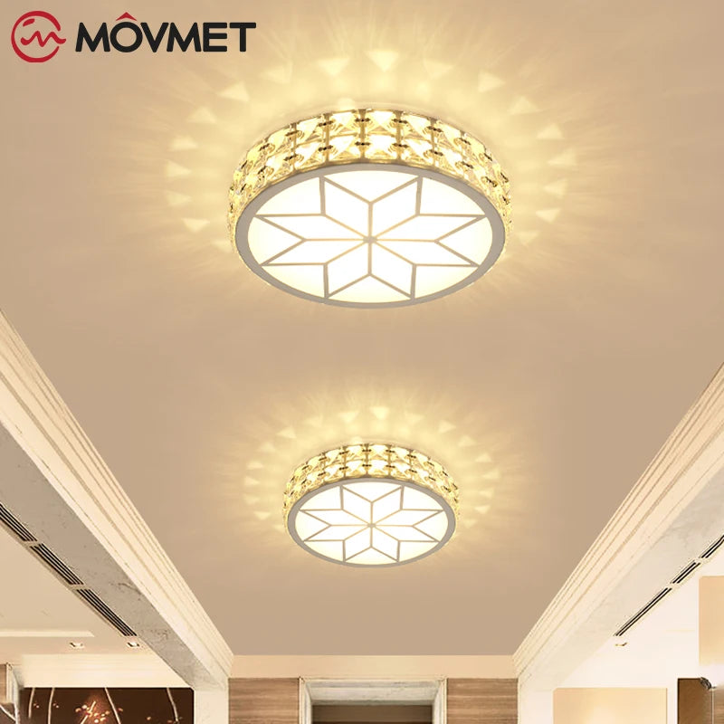 Crystal Ceiling-lamp LED Three-color Acrylic Round Glass Chandelier For Indoor Livingroom Bedroom Kitchen Home-lighting