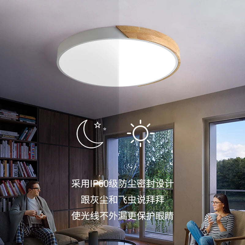 Modern LED Ceiling Light Thin 5cm Lamp Wooden Lighting  Living Room Home Decor Balcony Remote Control 30cm Macaron Ceiling Lamp