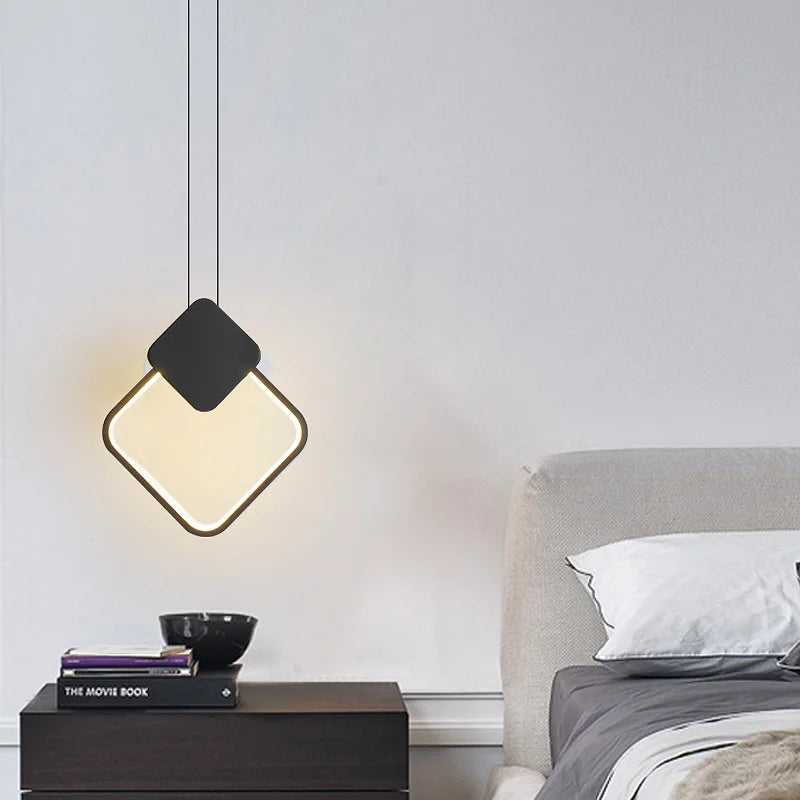 Modern Hanging Lamps LED Bedside Light Fixture Pendant Lights Black Lighting Home Kitchen Art Decor Lamparas De Techo Colgante