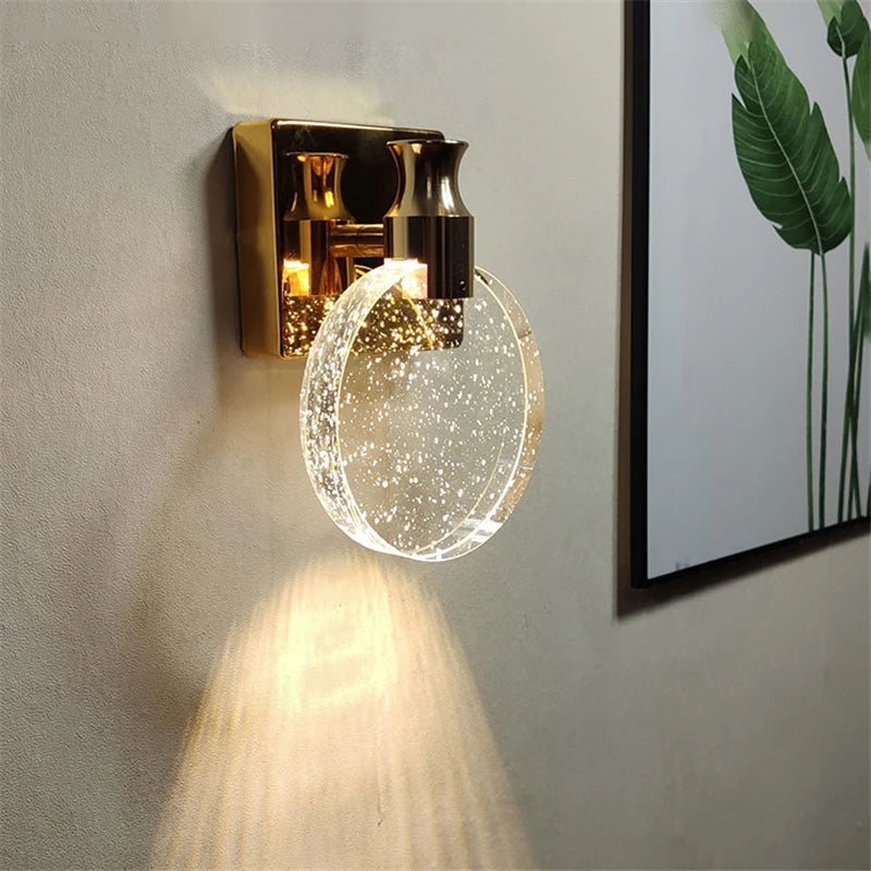 Simple crystal Wall lamp creative bedroom crystal LED lights living room decor Lighting mirror headlight makeup Light Fixtures