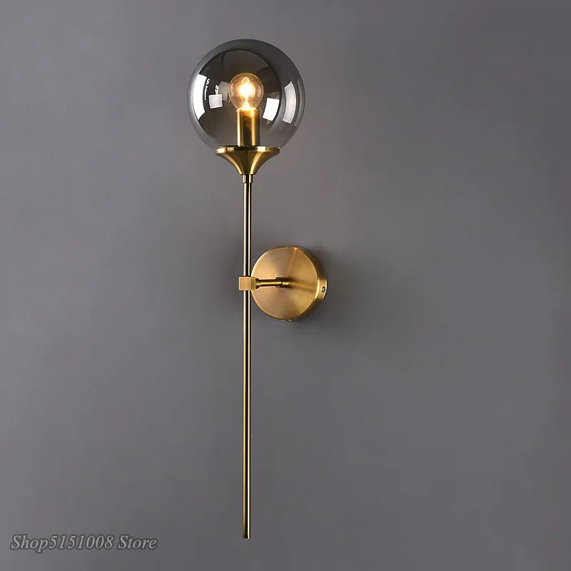 Modern  Wall Lamp Gsold Glass Led Wall Light  Nordic Indoor Fixtures for Home Decor Bedroom Bathroom Mirror Lights E14  Fixtures