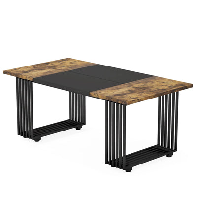 Mesa de comedor moderna Natal | Mesa de cocina Bron rectangular de madera sintética de mármol de 70,8 pulgadas para 6-8 personas
