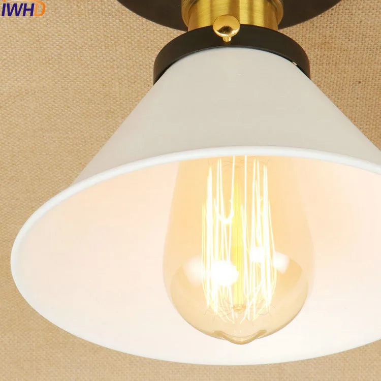 White Sahde LED ceiling Lights For Living Room Bedroom Edison Lighting Vintage Ceiling Lamp Industrial Plafond LED Luminaria