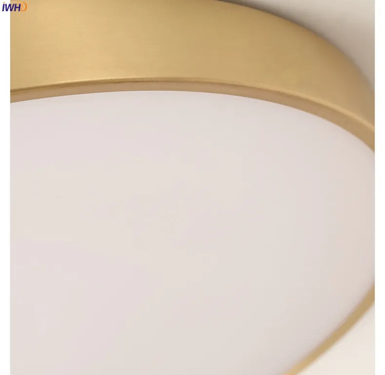 IWHD Nordic Modern Copper LED Ceiling Lights Fixtures Kitchen Hallway Balcony Acrylic Ceiling Lamps Plafonnier Lampara De Techo