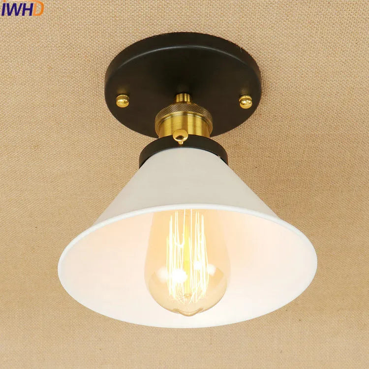 White Sahde LED ceiling Lights For Living Room Bedroom Edison Lighting Vintage Ceiling Lamp Industrial Plafond LED Luminaria