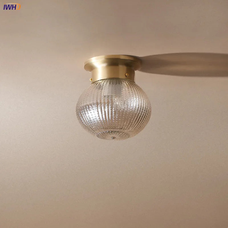 IWHD American Copper LED Ceiling Light Fixtures Kitchen Hallway Balcony Porch Modern Simple Ceiling Lamps Plafondlamp Luminaria