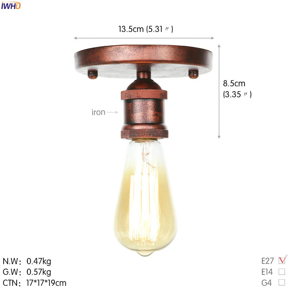 IWHD Plafon Metal Edison Retro Ceiling Light Fixtures Kitchen Porch Loft Industrial Decor Ceiling Lamp Plafonnier LED Luminaire