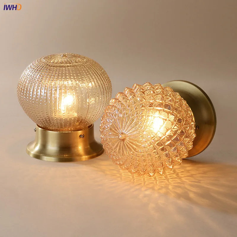 IWHD American Copper LED Ceiling Light Fixtures Kitchen Hallway Balcony Porch Modern Simple Ceiling Lamps Plafondlamp Luminaria