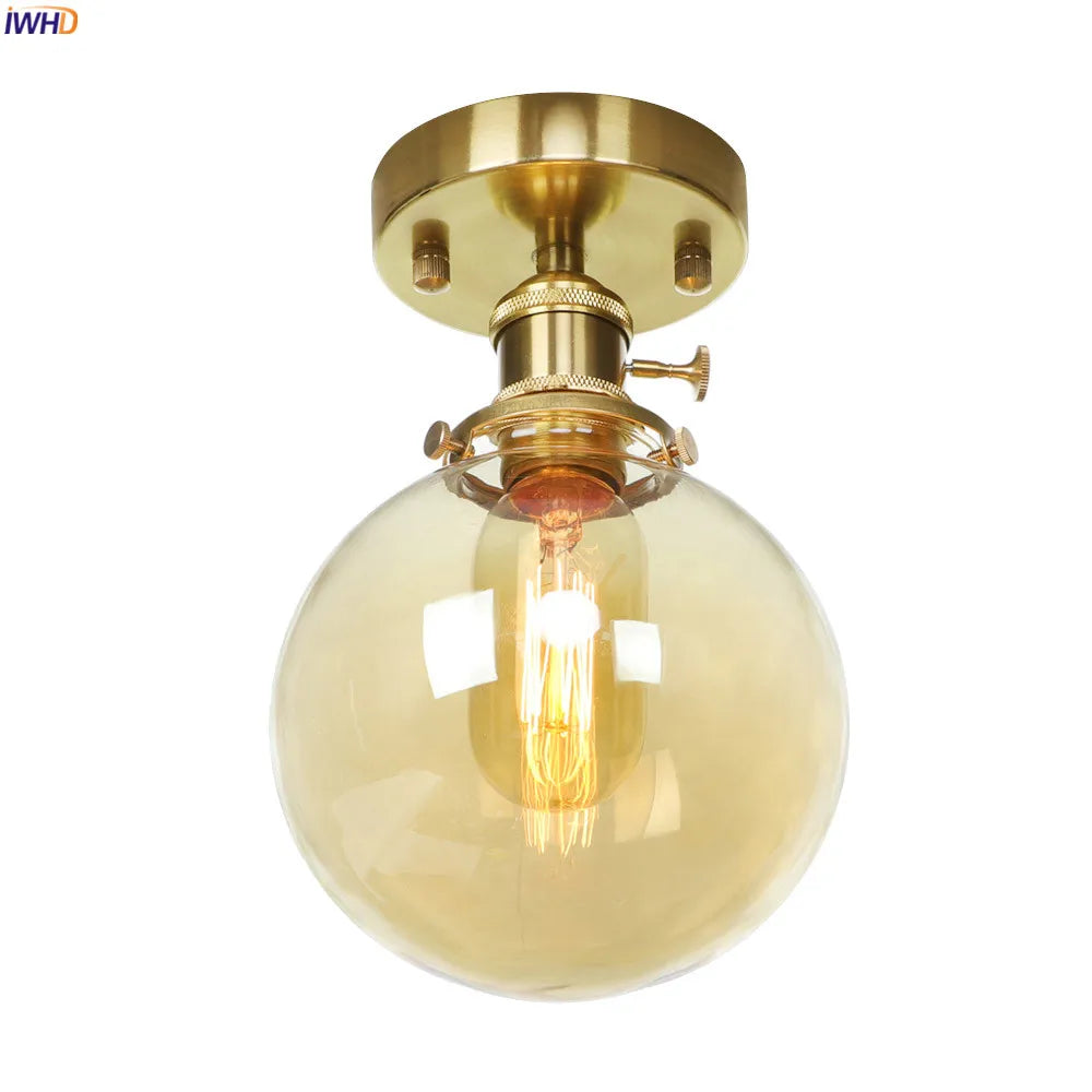 IWHD Nordic Copper LED Ceiling Lights Living Room Porch Indoor Lighting Glass Ball Ceiling Lamps Plafonnier Lamparas De Techo