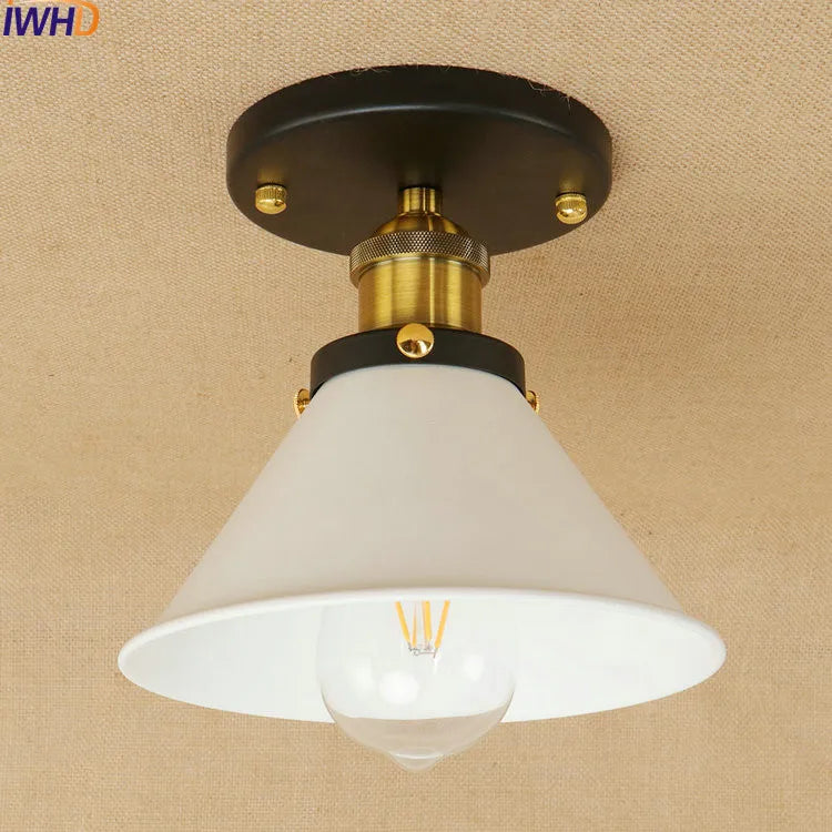 White Sahde LED ceiling Lights For Living Room Bedroom Edison Lighting Vintage Ceiling Lamp Industrial Plafond LED Luminaria