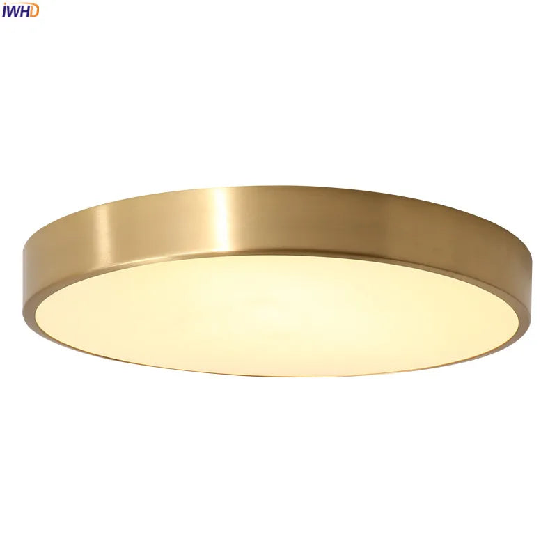 IWHD Nordic Modern Copper LED Ceiling Lights Fixtures Kitchen Hallway Balcony Acrylic Ceiling Lamps Plafonnier Lampara De Techo