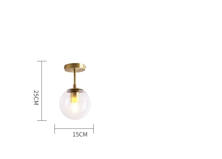 IWHD Nordic Glass Ball LED Ceiling Lights Balcony Porch Aisle Bedroom Copper Retro Vintage Ceiling Lamps Plafonnier Lighting