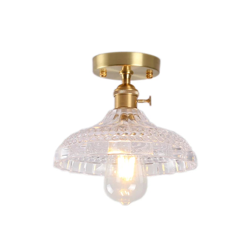 IWHD Nordic Glass Copper LED Ceiling Light Kitchen Hallway Balcony Edison Vintage Ceiling Lamp Plafondlamp Lamparas De Techo