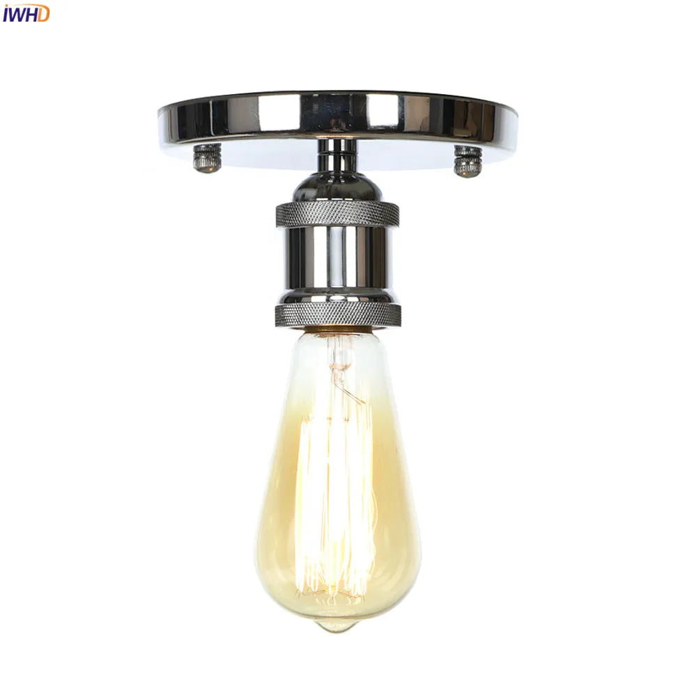 IWHD Plafondlamp Silver Vintage Ceiling Lights Fixtures Kitchen Porch Loft Industrial Decor LED Ceiling Lamp Plafon LED Lighting