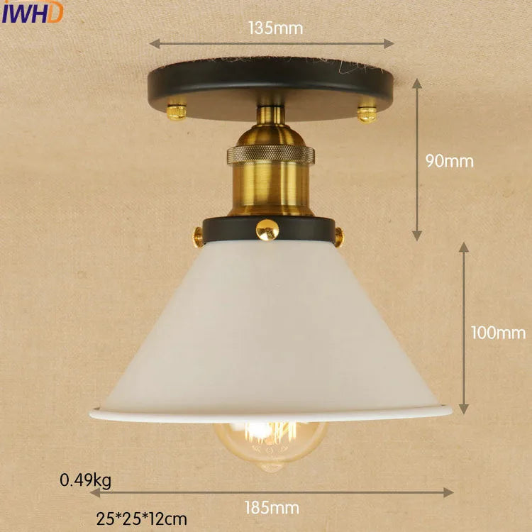 White Sahde LED ceiling Lights For Living Room Bedroom Edison Lighting Vintage Ceiling Lamp Industrial Plafond LED Luminaria