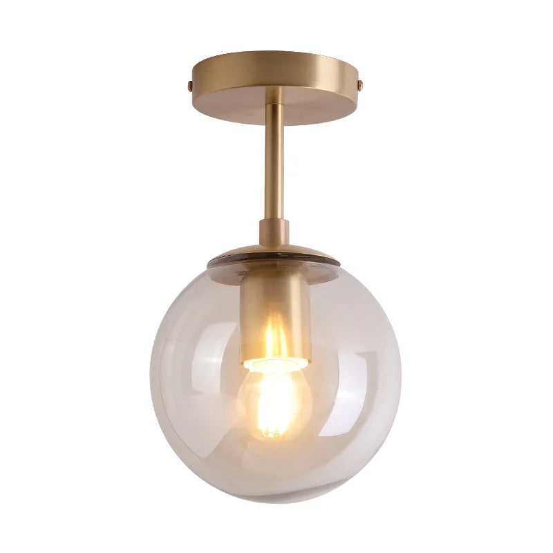 IWHD Nordic Glass Ball LED Ceiling Lights Balcony Porch Aisle Bedroom Copper Retro Vintage Ceiling Lamps Plafonnier Lighting