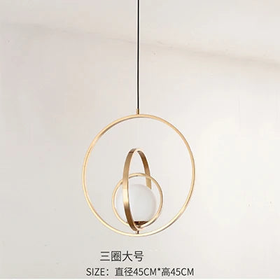 Modern Led Pendant Lights Indoor Golden Ring Hanging Lamps Glass Ball Bedside Kitchen Dining Room Suspension Lighting Fixutre